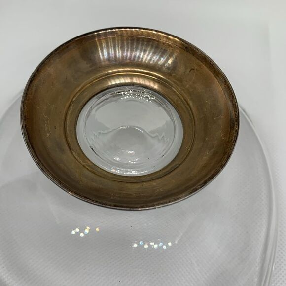 Vintage Dish Sterling Silver Footed Mid Century Modern Glass Bowl - Picture 3 of 6